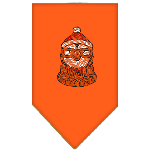 Hipster Penguin Rhinestone Bandana Orange Small